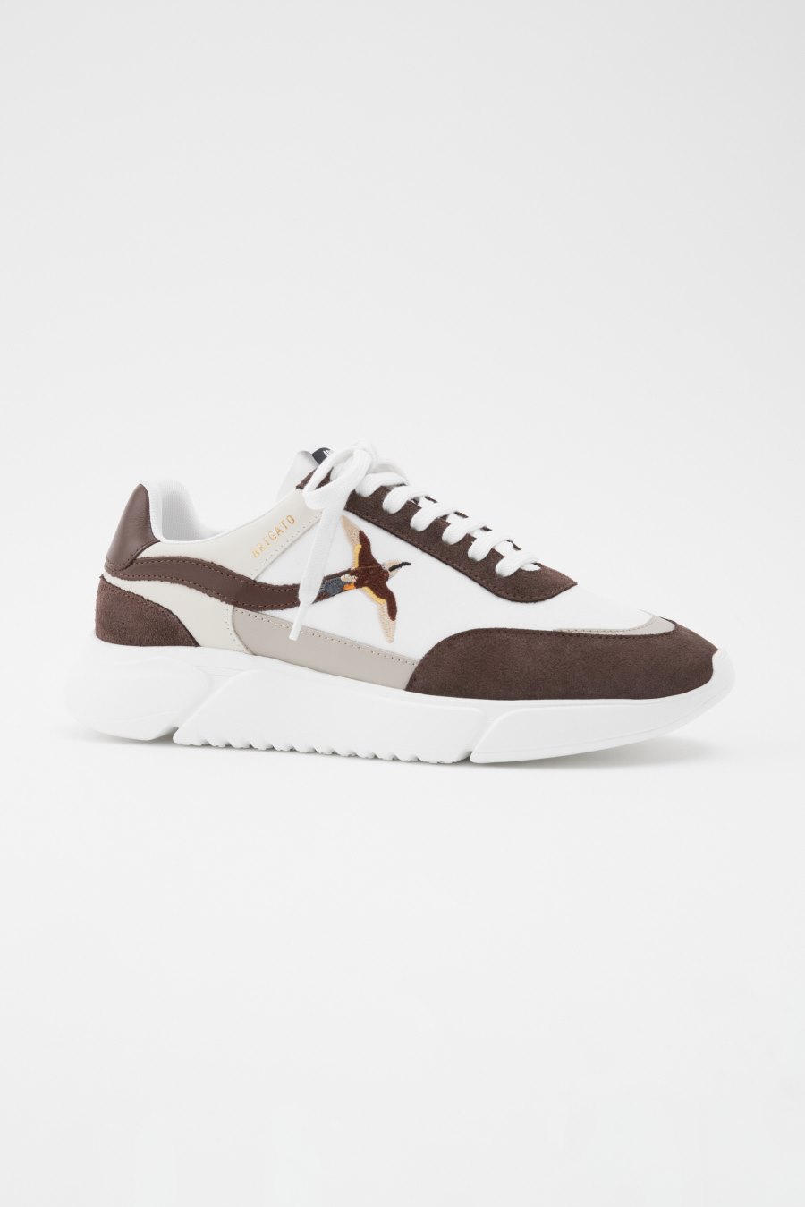 White / Brown Axel Arigato Genesis Stripe B Bird Runner Sneakers Canada | CA4217-83